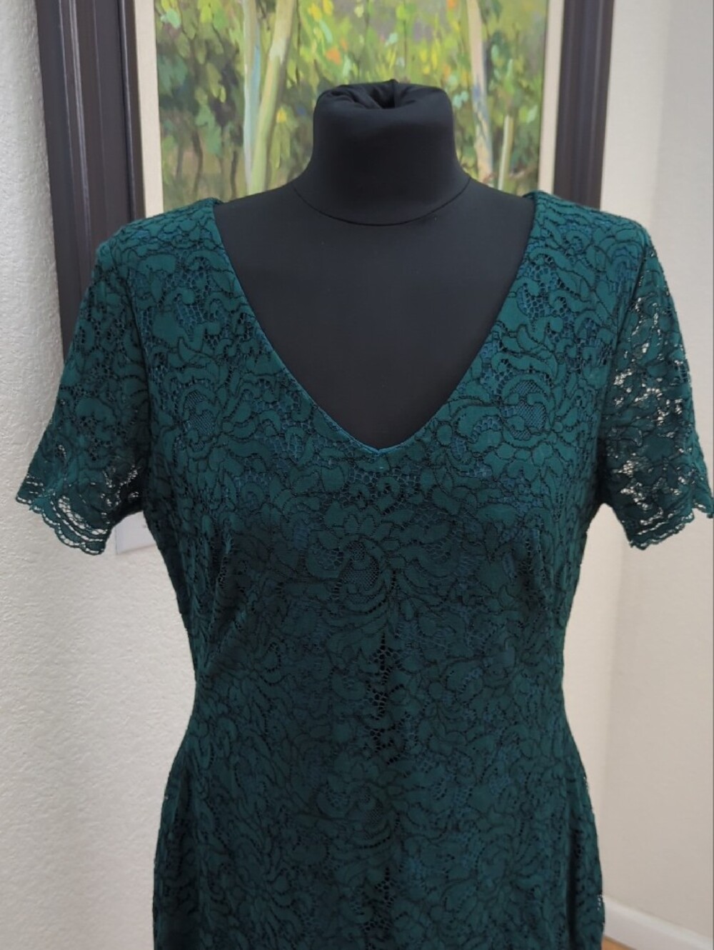 Women's Ralph Lauren Dark Teal Lace V-Neck Dress - Picture 3 of 8
